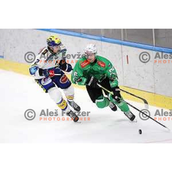 In action during IceHL match between SZ Olimpija and VSV in Tivoli Hall, Ljubljana, Slovenia on October 13, 2023