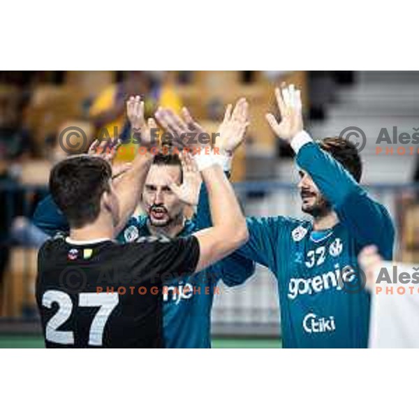 Matevz Skok during 1.NLB league handball match between Celje Pivovarna Lasko and Gorenje Velenje in Dvorana Zlatorog, Celje, Slovenia on October 14, 2023. Photo: Jure Banfi