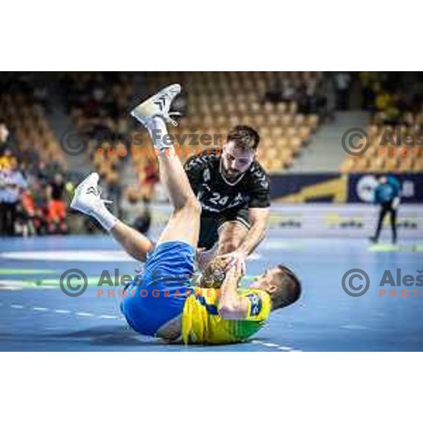 in action during 1.NLB league handball match between Celje Pivovarna Lasko and Gorenje Velenje in Dvorana Zlatorog, Celje, Slovenia on October 14, 2023. Photo: Jure Banfi