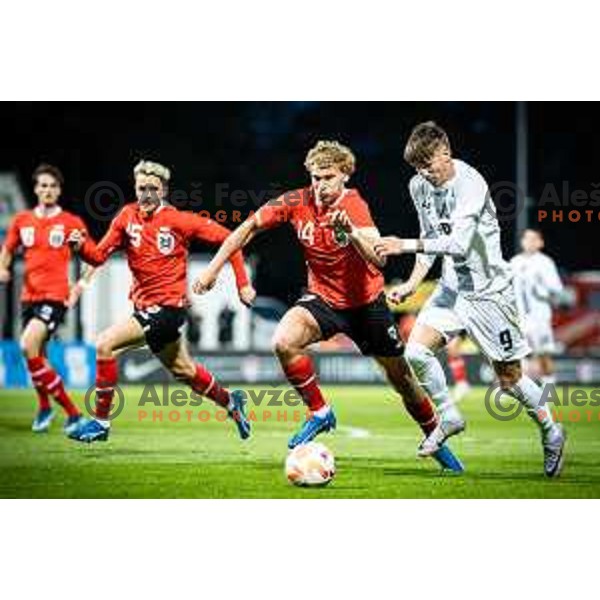 Tio Cipot in action during 2025 UEFA European U21 Championship qualifications football match between Slovenia and Austria in Fazanerija, Murska Sobota, Slovenia on October 16, 2023. Photo: Jure Banfi