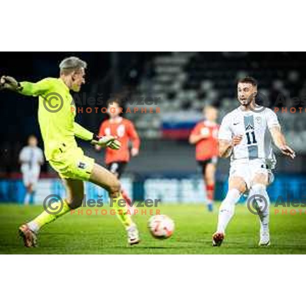 in action during 2025 UEFA European U21 Championship qualifications football match between Slovenia and Austria in Fazanerija, Murska Sobota, Slovenia on October 16, 2023. Photo: Jure Banfi