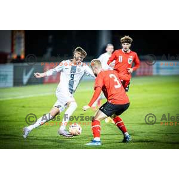 in action during 2025 UEFA European U21 Championship qualifications football match between Slovenia and Austria in Fazanerija, Murska Sobota, Slovenia on October 16, 2023. Photo: Jure Banfi