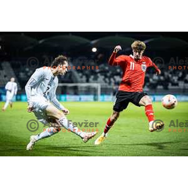 in action during 2025 UEFA European U21 Championship qualifications football match between Slovenia and Austria in Fazanerija, Murska Sobota, Slovenia on October 17, 2023. Photo: Jure Banfi