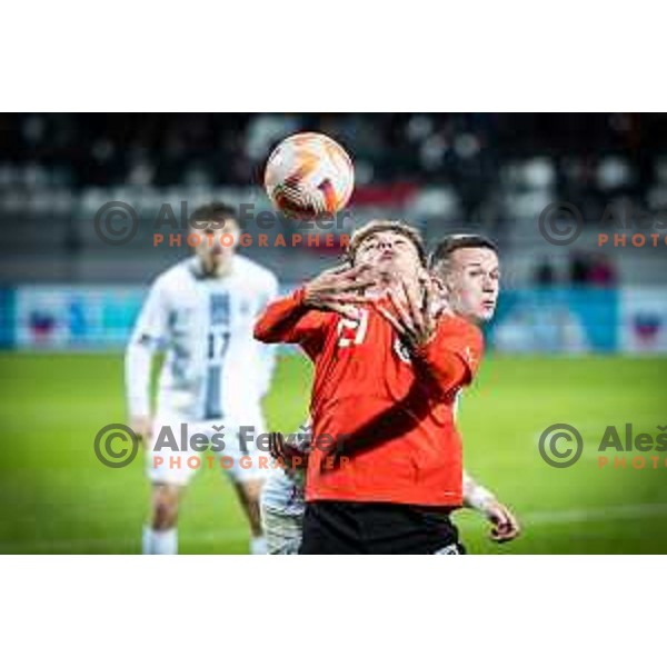 in action during 2025 UEFA European U21 Championship qualifications football match between Slovenia and Austria in Fazanerija, Murska Sobota, Slovenia on October 17, 2023. Photo: Jure Banfi