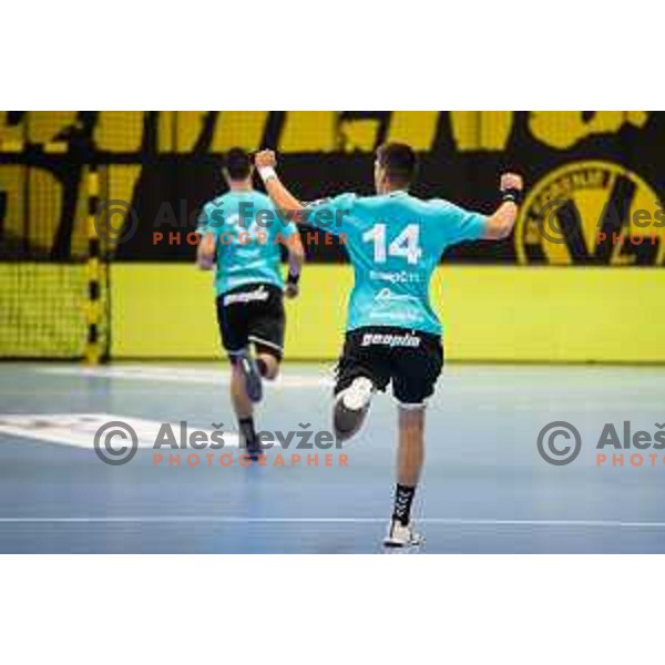 Goti Maricic in action during EHF European league match between Gorenje Velenje and Pfadi Winterthur in Velenje, Slovenia on October 17, 2023.