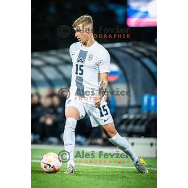 in action during 2025 UEFA European U21 Championship qualifications football match between Slovenia and Austria in Fazanerija, Murska Sobota, Slovenia on October 16, 2023. Photo: Jure Banfi