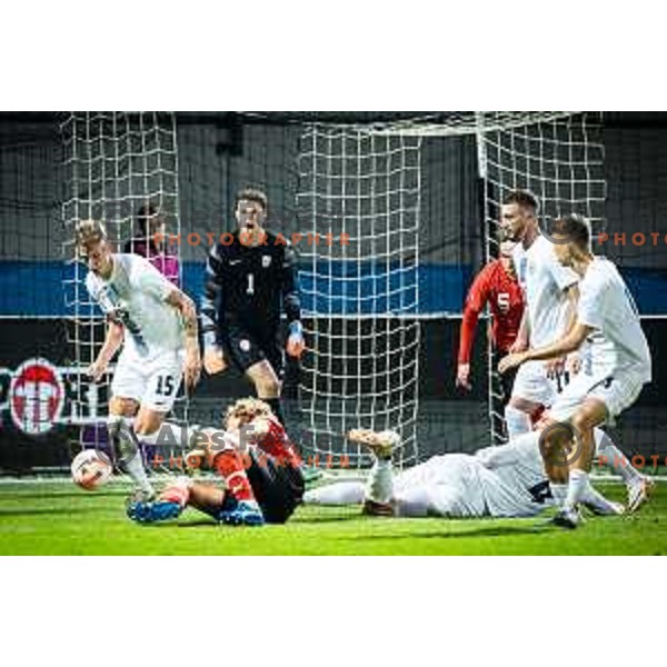 in action during 2025 UEFA European U21 Championship qualifications football match between Slovenia and Austria in Fazanerija, Murska Sobota, Slovenia on October 16, 2023. Photo: Jure Banfi