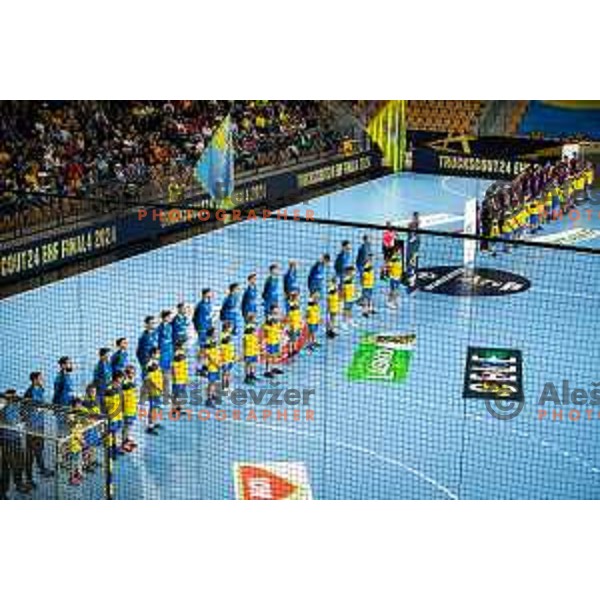 in action during EHF Champions League handball match between Celje Pivovarna Lasko and Barcelona handball in Zlatorog Arena, Celje, Slovenia on October 18, 2023.