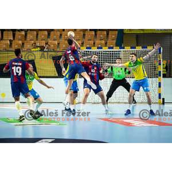 in action during EHF Champions League handball match between Celje Pivovarna Lasko and Barcelona handball in Zlatorog Arena, Celje, Slovenia on October 18, 2023.