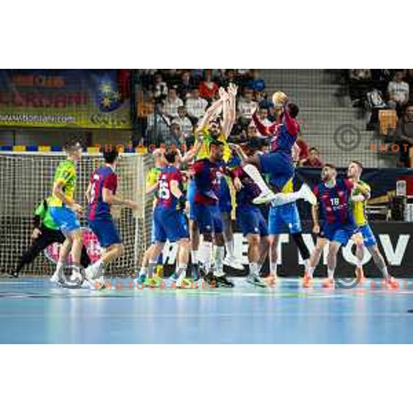 in action during EHF Champions League handball match between Celje Pivovarna Lasko and Barcelona handball in Zlatorog Arena, Celje, Slovenia on October 18, 2023.