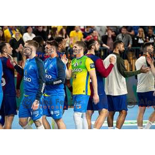 in action during EHF Champions League handball match between Celje Pivovarna Lasko and Barcelona handball in Zlatorog Arena, Celje, Slovenia on October 18, 2023.