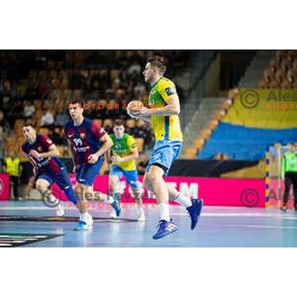 Ante Ivankovic in action during EHF Champions League handball match between Celje Pivovarna Lasko and Barcelona handball in Zlatorog Arena, Celje, Slovenia on October 18, 2023.