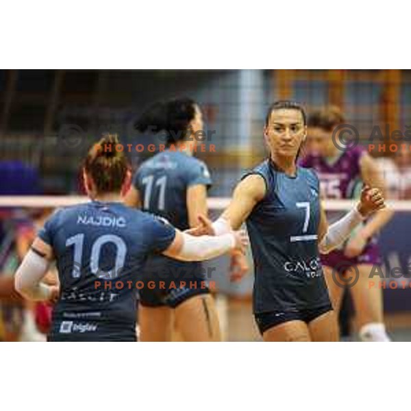 Jovanka Radiskovic in action during Sportklub 1A DOL league volleyball match between Calcit Volley and Nova KBM Branik in Kamnik, Slovenia on October 20, 2023