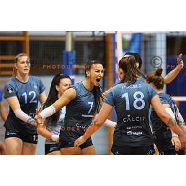 Jovanka Radiskovic in action during Sportklub 1A DOL league volleyball match between Calcit Volley and Nova KBM Branik in Kamnik, Slovenia on October 20, 2023