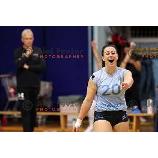 Katja Banko in action during Sportklub 1A DOL league volleyball match between Calcit Volley and Nova KBM Branik in Kamnik, Slovenia on October 20, 2023