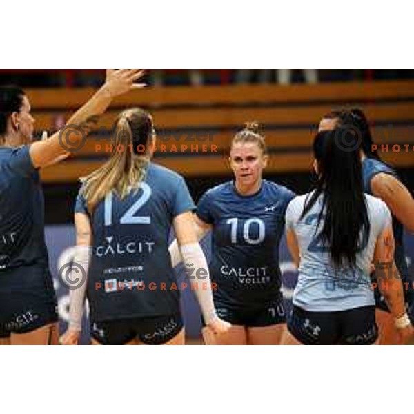 Sara Najdic in action during Sportklub 1A DOL league volleyball match between Calcit Volley and Nova KBM Branik in Kamnik, Slovenia on October 20, 2023