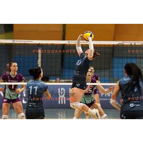 Sara Najdic in action during Sportklub 1A DOL league volleyball match between Calcit Volley and Nova KBM Branik in Kamnik, Slovenia on October 20, 2023