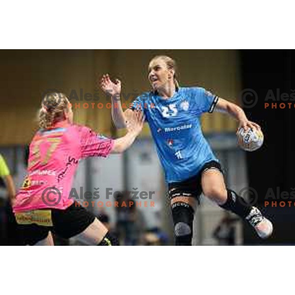 Barbara Lazovic in action during EHF Champions League Women handball match between Krim Mercator (SLO) and Vipers Kristiansand (NOR) in Ljubljana, Slovenia on October 21, 2023. Foto: Filip Barbalic