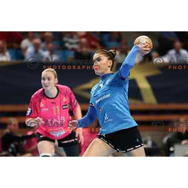 Jovanka Radicevic in action during EHF Champions League Women handball match between Krim Mercator (SLO) and Vipers Kristiansand (NOR) in Ljubljana, Slovenia on October 21, 2023. Foto: Filip Barbalic