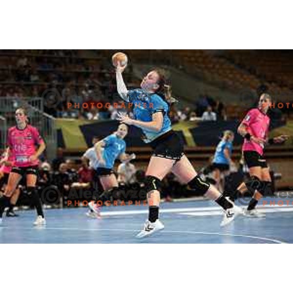 Tatjana Brnovic in action during EHF Champions League Women handball match between Krim Mercator (SLO) and Vipers Kristiansand (NOR) in Ljubljana, Slovenia on October 21, 2023. Foto: Filip Barbalic