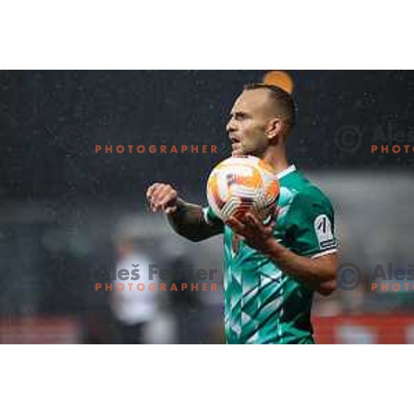 Aljaz Krefl in action during Prva Liga Telemach 2023/2024 football match between Domzale and Olimpija in Domzale, Slovenia on October 21, 2023. Foto: Filip Barbalic