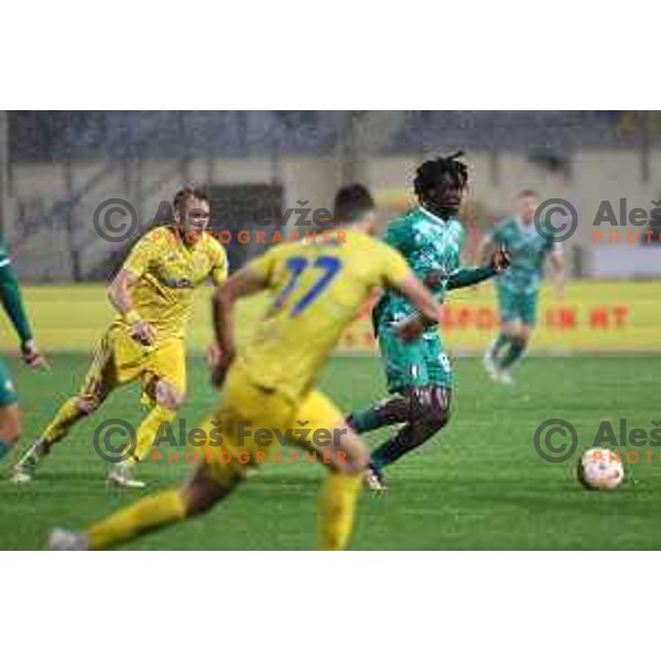 Peter Agba in action during Prva Liga Telemach 2023/2024 football match between Domzale and Olimpija in Domzale, Slovenia on October 21, 2023. Foto: Filip Barbalic