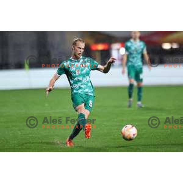 Justas Lasickas in action during Prva Liga Telemach 2023/2024 football match between Domzale and Olimpija in Domzale, Slovenia on October 21, 2023. Foto: Filip Barbalic