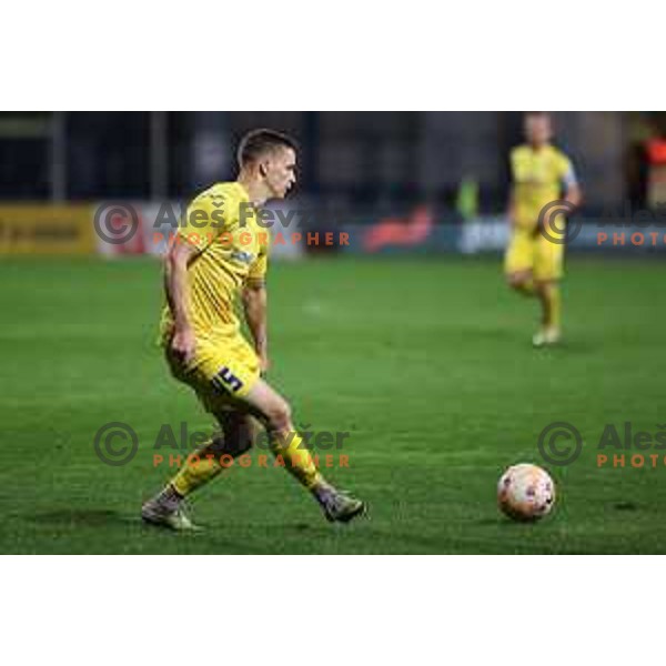 Amadej Brecl in action during Prva Liga Telemach 2023/2024 football match between Domzale and Olimpija in Domzale, Slovenia on October 21, 2023. Foto: Filip Barbalic