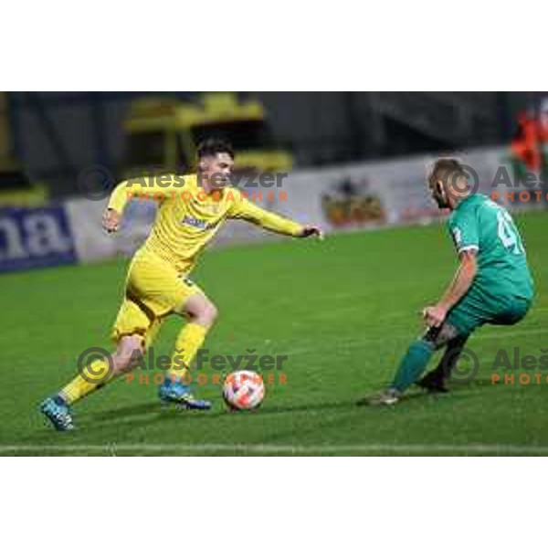 Nick Perc in action during Prva Liga Telemach 2023/2024 football match between Domzale and Olimpija in Domzale, Slovenia on October 21, 2023. Foto: Filip Barbalic