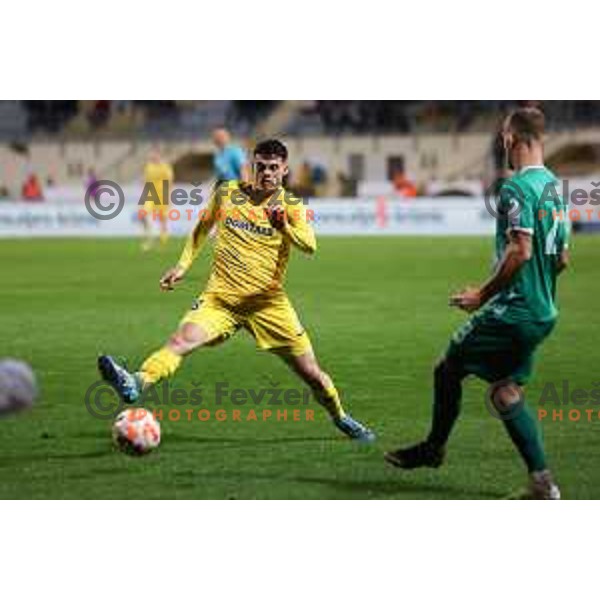 Nick Perc in action during Prva Liga Telemach 2023/2024 football match between Domzale and Olimpija in Domzale, Slovenia on October 21, 2023. Foto: Filip Barbalic