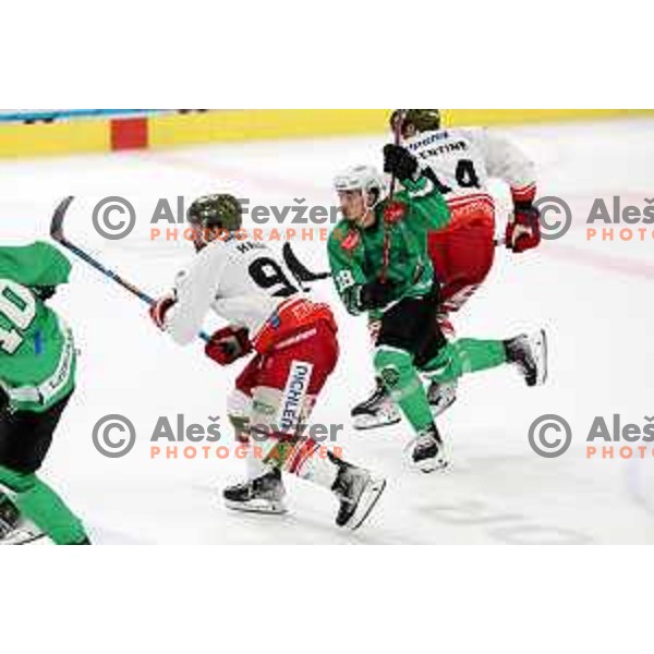 in action during IceHL match between SZ Olimpija and Sudtirol Alperia in Tivoli Hall, Ljubljana, Slovenia on October 22, 2023