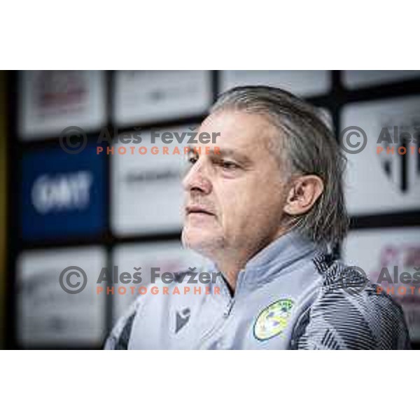 Safet Hadzic, head coach of Koper at the press conference after Prva liga Telemach football match between Mura and Koper in Fazanerija, Murska Sobota, Slovenia on October 22, 2023. Photo: Jure Banfi