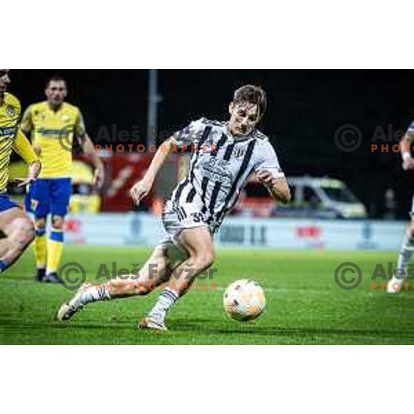 Zan Trontelj in action during Prva liga Telemach football match between Mura and Koper in Fazanerija, Murska Sobota, Slovenia on October 22, 2023. Photo: Jure Banfi