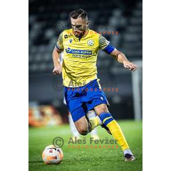 Maks Barisic in action during Prva liga Telemach football match between Mura and Koper in Fazanerija, Murska Sobota, Slovenia on October 22, 2023. Photo: Jure Banfi