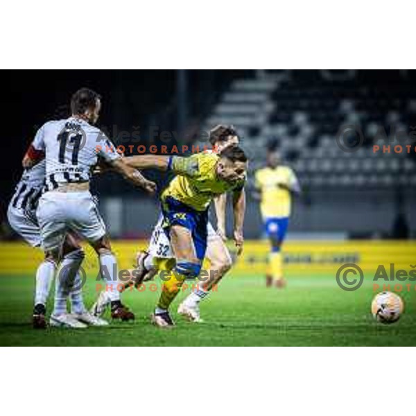 Maks Barisic in action during Prva liga Telemach football match between Mura and Koper in Fazanerija, Murska Sobota, Slovenia on October 22, 2023. Photo: Jure Banfi