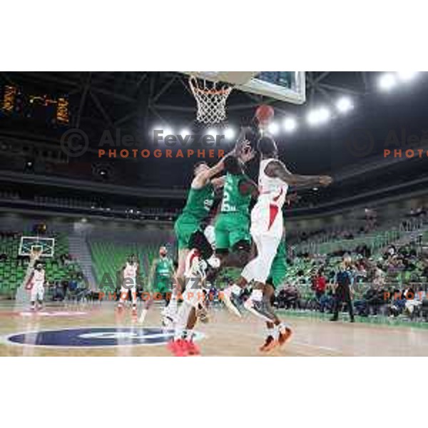 Karlo Matkovic in action during BKT EuroCup 2023-2024 regular season basketball match between Cedevita Olimpija (SLO) and Prometej Slobozhanske (UKR) in Ljubljana, Slovenia on October 25, 2023