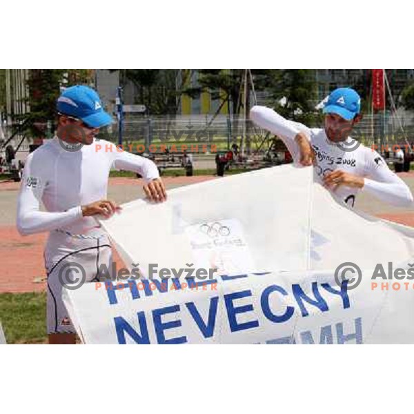 Karlo Hmeljak- Mitja Nevecny (SLO) competing in 470 class at 2008 Olympic games in Beijing, China. Sailing competition was held in Qingdao. 