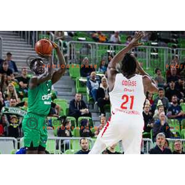 Karlo Matkovic in action during BKT EuroCup 2023-2024 regular season basketball match between Cedevita Olimpija (SLO) and Prometej Slobozhanske (UKR) in Ljubljana, Slovenia on October 25, 2023