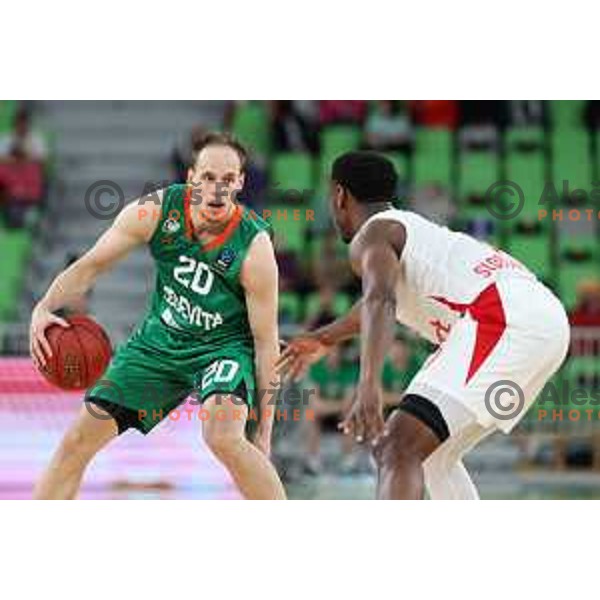 Klemen Prepelic in action during BKT EuroCup 2023-2024 regular season basketball match between Cedevita Olimpija (SLO) and Prometej Slobozhanske (UKR) in Ljubljana, Slovenia on October 25, 2023