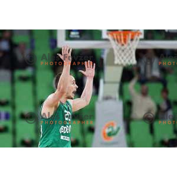 Klemen Prepelic in action during BKT EuroCup 2023-2024 regular season basketball match between Cedevita Olimpija (SLO) and Prometej Slobozhanske (UKR) in Ljubljana, Slovenia on October 25, 2023