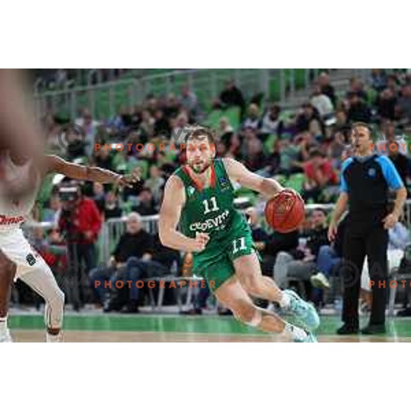 Jaka Blazic in action during BKT EuroCup 2023-2024 regular season basketball match between Cedevita Olimpija (SLO) and Prometej Slobozhanske (UKR) in Ljubljana, Slovenia on October 25, 2023