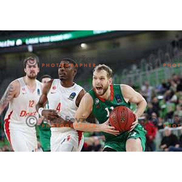 Jaka Blazic in action during BKT EuroCup 2023-2024 regular season basketball match between Cedevita Olimpija (SLO) and Prometej Slobozhanske (UKR) in Ljubljana, Slovenia on October 25, 2023