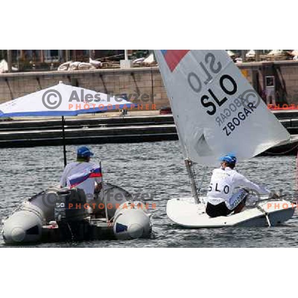 Vasilij Zbogar (SLO) competing in laser at 2008 Olympic games in Beijing, China. Sailing competition was held in Qingdao. 