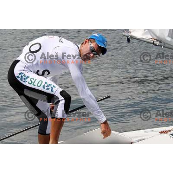 Vasilij Zbogar (SLO) competing in laser at 2008 Olympic games in Beijing, China. Sailing competition was held in Qingdao. 