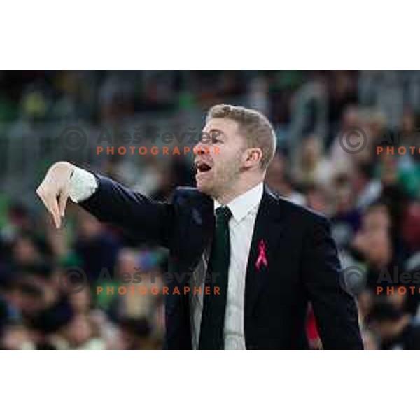 In action during BKT EuroCup basketball match between Cedevita Olimpija (SLO) and Wolves Vilnius in Stozice Hall, Ljubljana, Slovenia on October 31, 2023