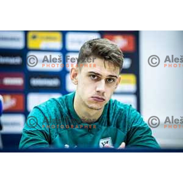 Marcel Ratnik of Olimpija at the press conference after Prva liga Telemach football match between Celje and Olimpija in Stadion z’dezele, Celje, Slovenia on November 5, 2023. Photo: Jure Banfi