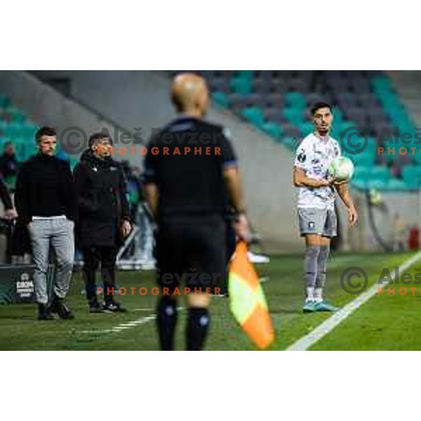 Zoran Zeljkovic head coach of NK Olmpija Ljubljana (SLO) with Jorge Dos Santos Silva of NK Olimpija Ljubljana (SLO) in action during UEFA Europa Conference League match between NK Olimpija Ljubljana (SLO) and Ki Klaksvik (FRO) in Stozice Stadium, Ljubljana, Slovenia on November 9 , 2023