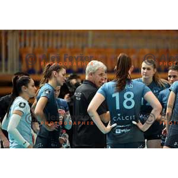 Bruno Najdic, head coach of Calcit Volley in action during CEV Women’s Champions League match between Calcit Volley and Grot Budowlani Lodz in Ljubljana on November 14, 2023