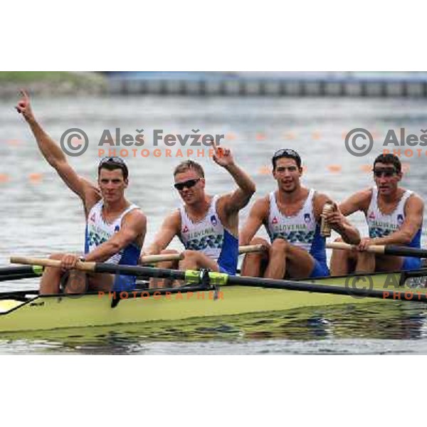 Slovenia four (Miha Pirih, Rok Kolander, Rok Rozman, Tomaz Pirih) in semfinal of rowning competition at Olympic games in Beijing, China 13.8.2008 