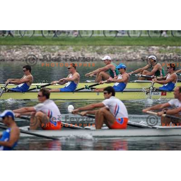 Slovenia four (Miha Pirih, Rok Kolander, Rok Rozman, Tomaz Pirih) in semfinal of rowning competition at Olympic games in Beijing, China 13.8.2008 